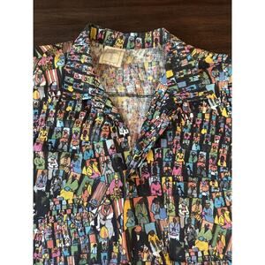 Cut Loose Shirt Mens Large Pop Art People Print Made England Vintage Retro 90s